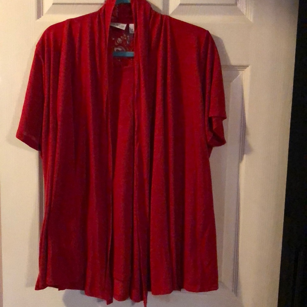 Blouse with cardigan attached